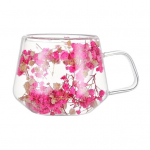 200 ml l&auml;bipaistvast klaasist kruus Kahekordse seinaga isoleeritud tass k&auml;epidemega Esteetilise veetustatud lillekujundusega 200ML roosa