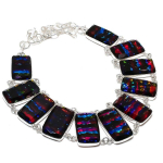 Natural Dichroic Glass Gemstone 925 Sterling Silver Jewelry Necklace 18 b7l73