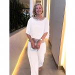 YYFS Naiste mood vabaaja kevad-s&uuml;gis &uuml;hev&auml;rviline print 1/2 varrukad O kaelus p&uuml;ksid p&uuml;ksid &uuml;likonnad L valge