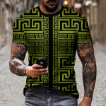 Lihtne suvine meeste l&uuml;hikeste varrukatega T-s&auml;rk 3D-tr&uuml;kiga O-kraega vabaaja pullover v&auml;ljas, igap&auml;evane retro avar, mugav topp S