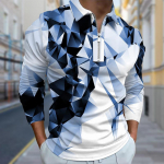 Polos&auml;rgid Meeste pikkade varrukatega Broken Blocks Print Uus meeste polos&auml;rk pikkade varrukatega lukuga T-s&auml;rk top XL