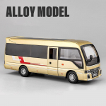 1/32 Toyota Coaster sulamist bussid auto survevalu metallist reisijate bussid automudelid, heli- ja valgussimulatsioonid, laste m&auml;nguasjad kingitus kuldne