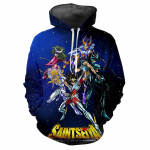Saint Seiya klassikaline 3D Harajuku prinditud koomiksifilm Anime Lahe mood avangardi meeste naiste pehme ja mugav trendikas kapuutsiga top XL