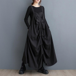 Varrukateta plusssuuruses must vintage uus kleit naistele vabaaja avar pikk kevadine s&uuml;giskleit