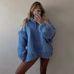 S&uuml;gistalvine vintage avara pikkade varrukatega &uuml;laosa &uuml;hev&auml;rviline pullover trikotaaž, kraega kampsun M sinine