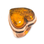 Natural Baltic Amber Gemstone Handmade Copper Jewelry Ring Size 9 u2s78