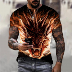 3D Dragon Print T-s&auml;rk Meeste Naiste vabaaja suvine Loomade T-s&auml;rk Meeste Kaelus L&uuml;hikeste Varrukatega Avarad topid Hingavad paaride T-s&auml;rgid S