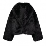 Auutmn Winter Lady kardigan mantel Kunstkarusnahast paksendatud pl&uuml;&uuml;sist lahtik&auml;iv krae puhast v&auml;rvi pikkade varrukatega &uuml;hev&auml;rviline kardigan jope M elevandiluuvalge