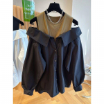 &Otilde;lavaba pluusid Naiste &otilde;hukesed ja lahtised s&auml;rgid, pika varrukaga s&auml;rgid S&uuml;gisesed &uuml;mara kaelusega moes&auml;rgid Naiste topp XXXL