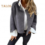 Naiste talvejope &uuml;mara kaelusega paks fliis avatud &otilde;mblusega l&uuml;hike kardigan pikkade varrukatega soe tuulekindel soojust hoidev v&auml;lismantel XL khaki