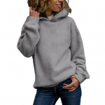 S&uuml;gistalvine naiste kapuuts Paks puhast v&auml;rvi lahtised pikad varrukad Elastne mansett Pullover Soe sportlik vabaaja stiilis t&auml;navakandmise kapuuts M sinine