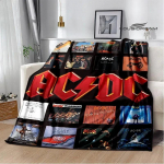 Rockb&auml;nd AC/DC retrotr&uuml;kiga flanellist soe pleed piknikutekk voodikate viskepleed voodipesu S&uuml;nnip&auml;evakink 30x40in