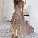 Naiste pikk kleit Maxi kleit vabaaja kleit Swing Kleit Lilleline kleit Lilleline mood T&auml;navar&otilde;ivad &otilde;ues Igap&auml;evane kuup&auml;evaprint Varrukateta V-kaelusega kleit XL ts&uuml;aan