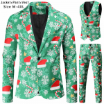 Prinditud &uuml;likonnad Mood Merry Christmas Meeste &uuml;likonnad Joped vabaaja &uuml;likond 2-osalised &uuml;likonnad(Bleiserid + p&uuml;ksid) J&otilde;ulukinkekomplekt Meeste j&otilde;uluprintide komplekti pidu XXXXL