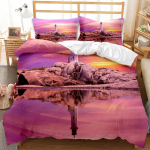 Majakas tekikott Ookeani tekikott Nautical tekikott Sunset Nature kaheinimesevoodiga, King-size pol&uuml;estrist voodipesukomplekt 70x133cm 2pcs