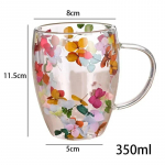 Classic Creative Double Wall Glass Cup Dried Flower Filler Glass Cups Tea Coffee Cups Gifts High Borosilicate Glass Cups with Handles As picture