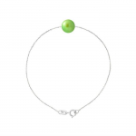 PERLINEA - Bracelet - V&eacute;ritable Perle de Culture d'Eau Douce 8-9 mm Vert Tonic - Argent 925 Milli&egrave;mes - Bijoux Femme