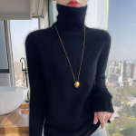 Naiste ka&scaron;miirist kampsun Qinghe ka&scaron;miir 30% ka&scaron;miir 30% naarits 30% vill 10% nailon Naiste s&uuml;gistalvine paks ka&scaron;miirist pullover pehme ja soe L must