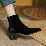 S&uuml;gistalvised naiste saapad, kandiline nina, paksu kontsaga naiste kingad, poolsaapad naistele, talveplatvormiga, seemisnahast kingad Zapatos 36