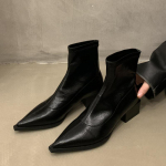 Nahast lumesaapad naistele keskmise kontsaga moodsad kingad terava ninaga talvesaapad Chelsea talvesaapad Trend Gladiator Lady Zapatillas 35