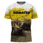 Ekskavaator Ehitusmasinad 3D-print T-s&auml;rgid Meeste Suvine Spordi L&uuml;hikeste Varrukatega T-s&auml;rk Komatsu O-kaelusega S&auml;rk Tees Topid XL