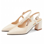 Moodsad Slingback Suve Sandaalid Kingad Naistele Plokk-kontsaga Terava Ninaga Peo Kontorikingad Daamide Elegantne Kontsaga H&otilde;bedased Nude Muulad Kingad 34 beež