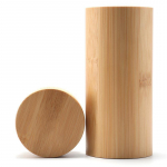Cylindrical Bamboo Wood Spectacle Case Retro Bamboo Spectacle Case Natural Bamboo Color Storage Box Moisture-proof kollane