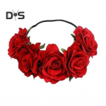 Roosi peapael K&auml;sitsi valmistatud juukser&otilde;ngas 5 kunstliku roosiga k&otilde;rge elastse disainiga Bohemia Style juukser&otilde;ngas, festivali sisekujundus roheline