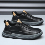 Kvaliteetsed meeste vabaajajalatsid ehtsast nahast meeste spordijalatsid Mugavad kulumiskindlad meeste platvormkingad Zapatos Para Hombre 38 must