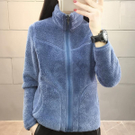 Kvaliteetne tihendav s&uuml;gis- ja talvine v&auml;lifliis Kahepoolne jakk naiste korallifliis L sinine