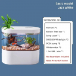 Akvaariumi &ouml;koloogiline t&ouml;&ouml;laua maastikukujundus Loov ise ringleva biokeemilise filtriga miniakvaarium Basic valge