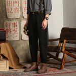 Meeste jaapani kombinesoonid rihmap&uuml;ksid puuvillased Dungaree kombinesoonid p&uuml;ksid vabaaja vintage vedrustusega sirged p&uuml;ksid 28 must