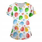 Naiste moodsad V-kaelusega l&uuml;hikeste varrukatega t&ouml;&ouml;r&otilde;ivad, taskutega, tr&uuml;kitud topid XXXL beež