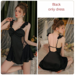 Satiinist pidžaama ja hommikumantli komplekt Naiste seksikas v&ouml;&ouml;ririnnahoidja vargusvastase polsterdatud seljata pidžaama ja hommikumantli komplektiga M