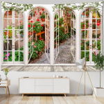 Aken Maastikuvaibad Kaunistamiseks 3D Romantiline Lillede Gobel&auml;&auml;n Kodumaal Ps&uuml;hhedeelsed Metsvaibad Seinariide W300xH180cm