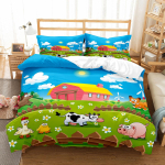Taluloomad Kuningas Kuninganna Tekikott Lastele Joonisfilm Lehm Voodipesukomplekt Hirv Puidust Maja Tibu Tekikott Pol&uuml;ester Tekikott 173x218cm 2pcs