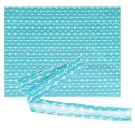 Tissu 55 x 45 cm & biais de couture 3 m x 2 cm - Bleu clair &agrave; losanges orange et bleu
