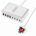320 W GaN laadija USB C Fast Desktop 8-port USB Type C PD laadija Fast Charge 3.0 USB Type C kiirlaadija iPhone15 14 Samsung jaoks UK Plug valge