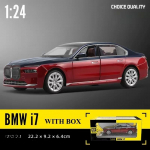 Trendikas simulatsioon 1:24 BMW I7 G70 sulamist automudel koos vitriinkastiga kollektsiooniga Miniatuursed autod Kodu Dekoratiivsed kaunistused Laste M&auml;nguasjad Meeste auto kingitus punane
