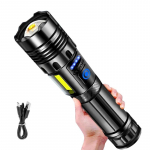 Suure v&otilde;imsusega laetav LED-taskulamp 90000LM &Uuml;liere 30W LED-taskulamp COB-valgustitega Sisseehitatud akuga telkimislamp A-3600mAh