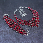 Natural Mozambique Garnet Gemstone 925 Sterling Silver Jewelry Set i6w52