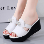 Naiste Valged Slaidpl&auml;tud Suve Avatud Varbaga J&auml;meda Kiilkontsaga Kingad Daam Must Vabaaja Paksu Tallaga Platvormpl&auml;tud 35 must