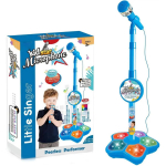 Laste Mikrofon ja Statiiv, Laste Karaoke Masin T&uuml;drukutele Poistele, Peo Laulmine Muusikaline M&auml;nguasi Vilkuvate Tuledega, Laste Mikrofon sinine