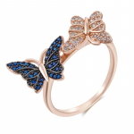 Sinine tsirkoon naiste liblikas&otilde;rmused unikaalsed musta v&auml;rviga isiksus&otilde;rmused aksessuaarid ehted 7 sinine