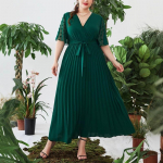 Suurusele Naiste Kleit Suvi Uus V-kaelus L&uuml;hikeste Varrukatega Kitsas L&otilde;ige Temperament V&ouml;&ouml;koht Pikk Kleit 1XL tumeroheline v&auml;rv