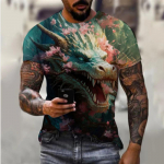 Meeste t&auml;navar&otilde;ivad Dragon Printed 3D l&uuml;hikeste varrukatega suvine meeste hiphop T-s&auml;rk vabaaja riided Harajuku O-kaelusega topp S
