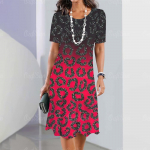 Uued naistekleidid, vintage-tr&uuml;kitud kleidid, elegantsed vabaaja l&uuml;hikeste varrukatega naistekleidid, 2023. aasta moodsed pluss-suuruses naistekleidid 4XL