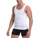 Meeste liibuv kompressioon-T-s&auml;rk salendav top Body Shaper Vest Belly Control S valge
