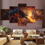Fantaasiakunstimaalid Fire Dragon 5 tk. Kaasaegne kodu seinakaunistus L&otilde;uend Pilt Kunst HD Prindimaal l&otilde;uendil elutuppa 20x35cm*2 20x45cm*2 20x55cm*1