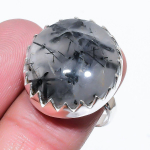 Black Rutile Handmade 925 Sterling Silver Gift Jewelry Ring Size 9 w3b54